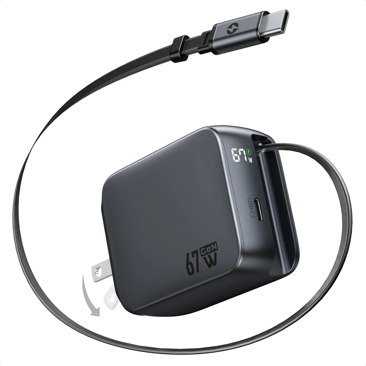 67W Retractable USB-C Charger
